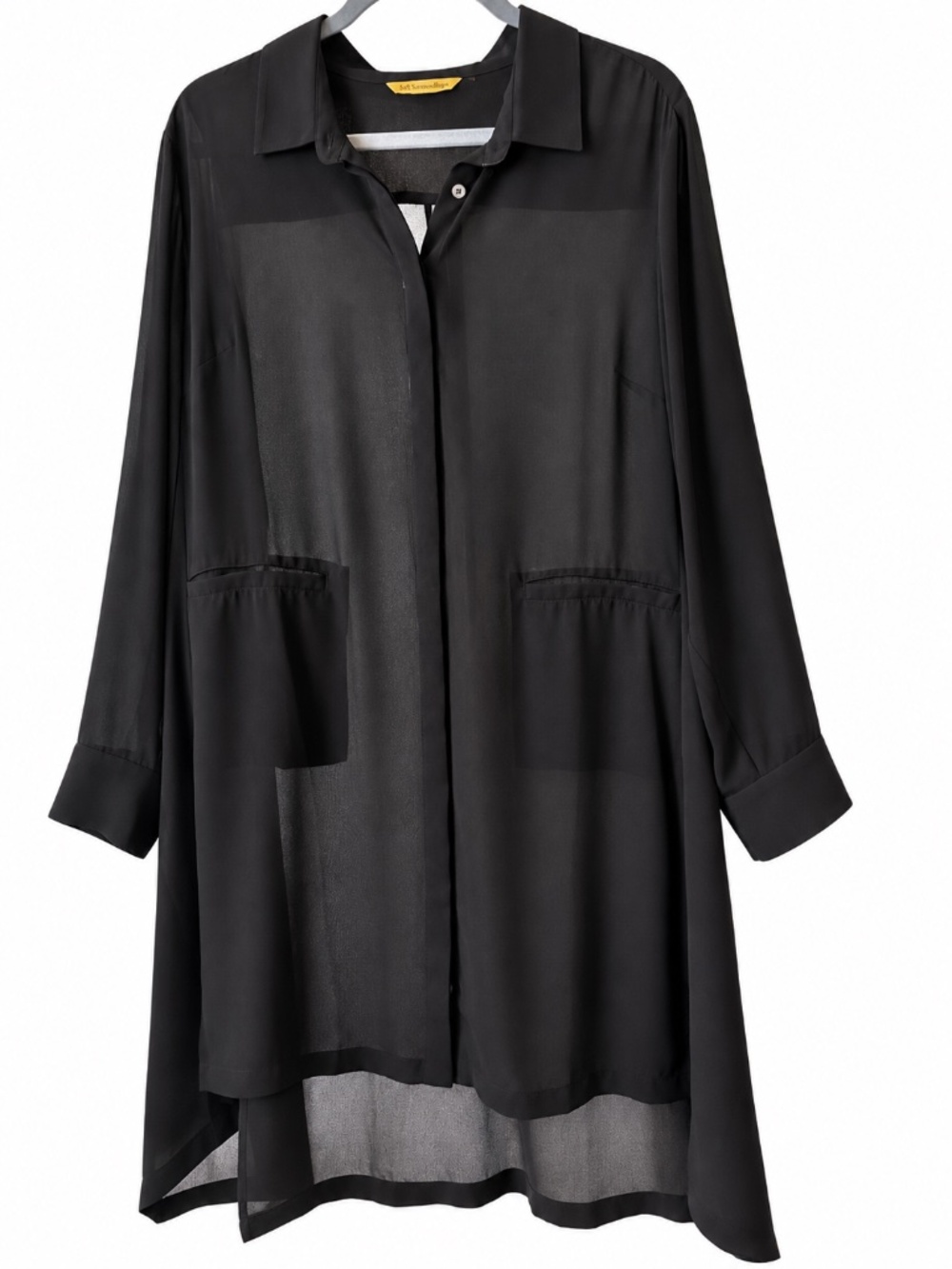 Soft Surroundings long drapey rayon jacket;  placket over buttons